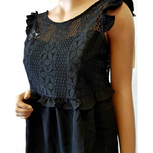 Bluzka Black Paris czarna z koronką